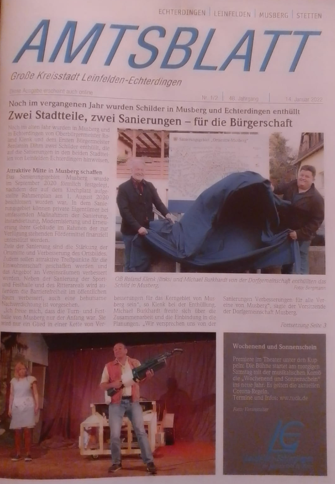 Amtsblatt Wochenend und Sonnenschein Titel 14 Januar 2022